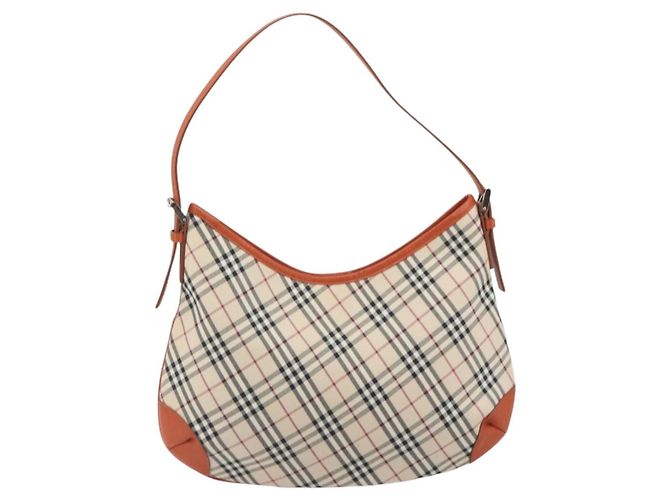 Borsa a tracolla BURBERRY Nova Check Canvas Beige Arancione Auth 195441V - vista 2