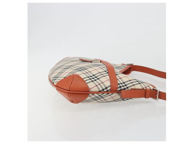 Borsa a tracolla BURBERRY Nova Check Canvas Beige Arancione Auth 195441V - vista 3