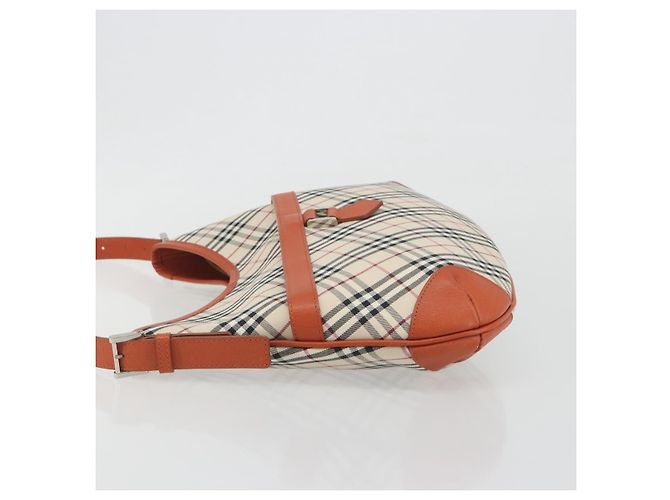 Borsa a tracolla BURBERRY Nova Check Canvas Beige Arancione Auth 195441V - vista 4
