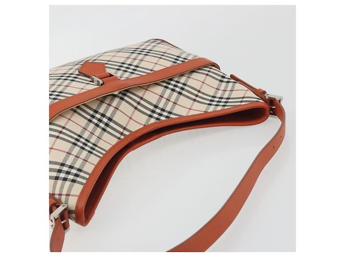 Borsa a tracolla BURBERRY Nova Check Canvas Beige Arancione Auth 195441V - vista 6