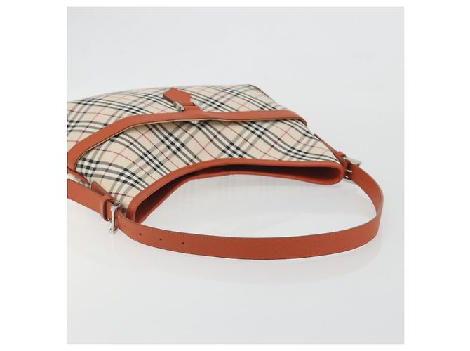 Borsa a tracolla BURBERRY Nova Check Canvas Beige Arancione Auth 195441V - vista 7