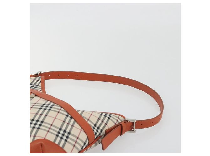 Borsa a tracolla BURBERRY Nova Check Canvas Beige Arancione Auth 195441V - vista 8