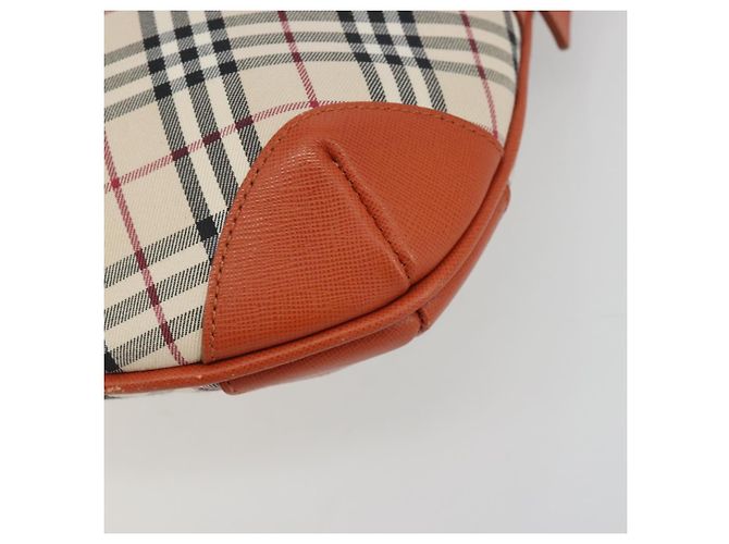 Borsa a tracolla BURBERRY Nova Check Canvas Beige Arancione Auth 195441V - vista 9