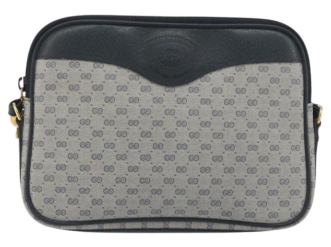 Borsa a tracolla GUCCI Micro GG Canvas PVC Navy Gold Auth 195064 D'oro Blu navy - vista 13