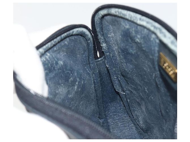 Borsa a tracolla GUCCI Micro GG Canvas PVC Navy Gold Auth 195064 D'oro Blu navy - vista 20