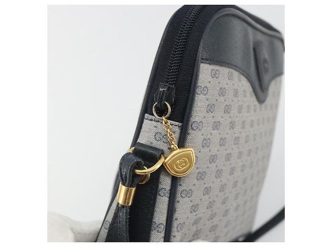 Borsa a tracolla GUCCI Micro GG Canvas PVC Navy Gold Auth 195064 D'oro Blu navy - vista 9