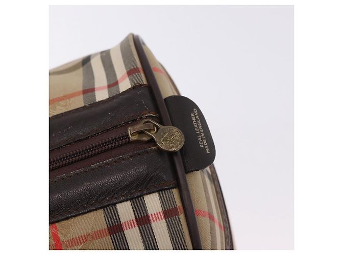 Borsa Boston Burberrys Nova Check Canvas Beige Gold Auth 195967A D'oro - vista 10