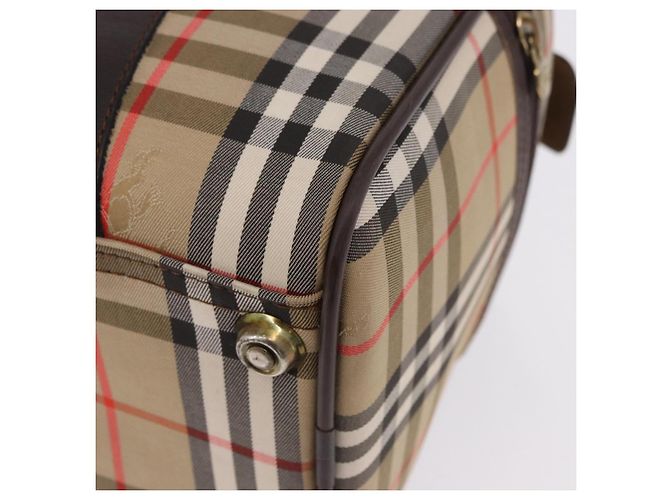 Borsa Boston Burberrys Nova Check Canvas Beige Gold Auth 195967A D'oro - vista 14