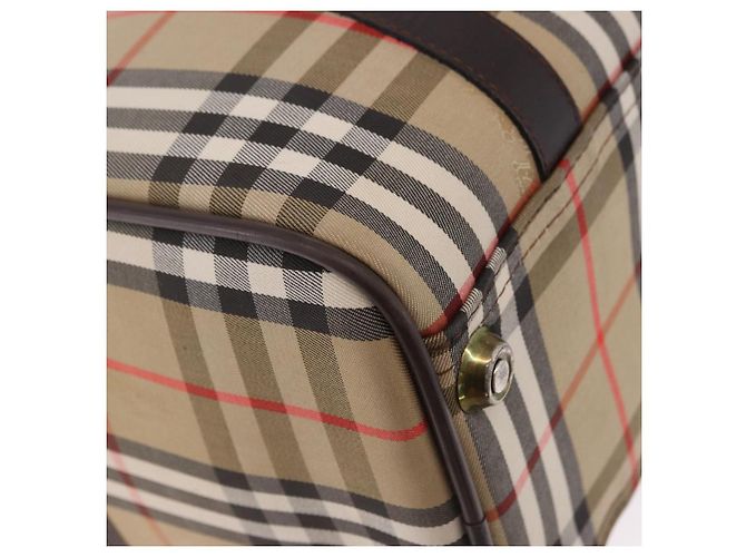 Borsa Boston Burberrys Nova Check Canvas Beige Gold Auth 195967A D'oro - vista 15