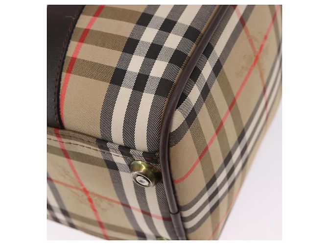Borsa Boston Burberrys Nova Check Canvas Beige Gold Auth 195967A D'oro - vista 16
