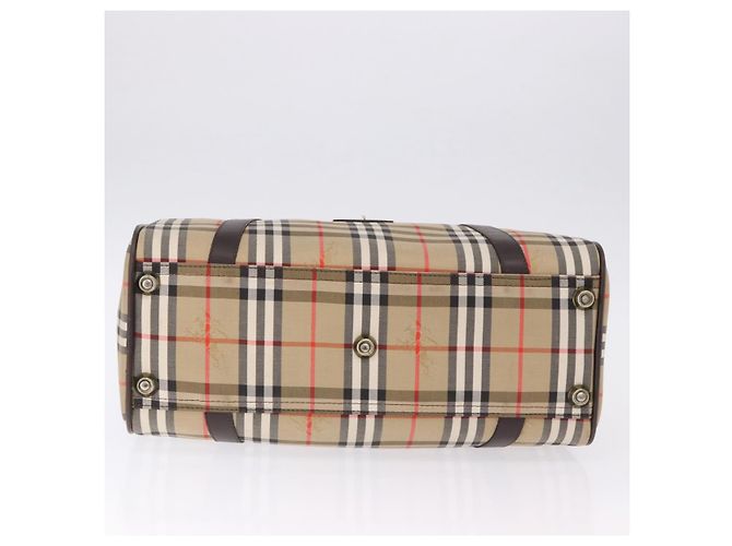 Borsa Boston Burberrys Nova Check Canvas Beige Gold Auth 195967A D'oro - vista 5