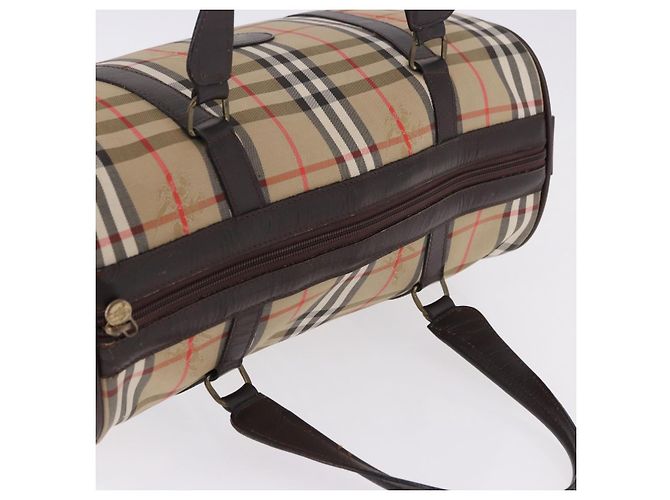 Borsa Boston Burberrys Nova Check Canvas Beige Gold Auth 195967A D'oro - vista 6