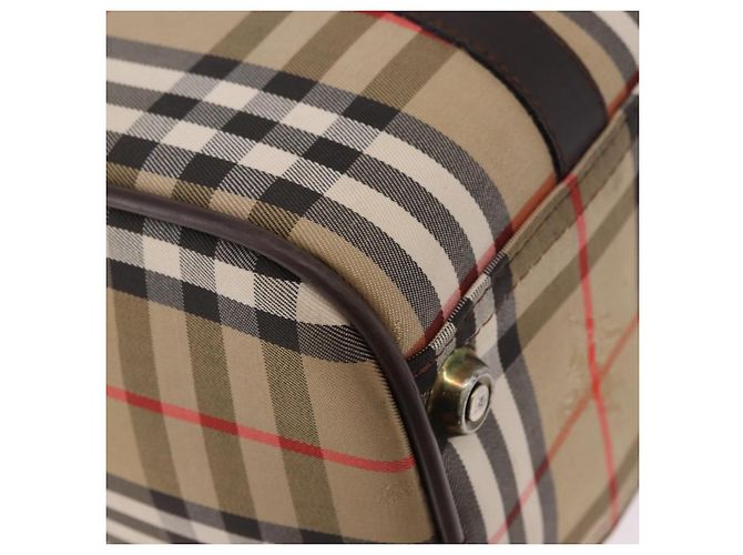 Borsa Boston Burberrys Nova Check Canvas Beige Gold Auth 195967A D'oro - vista 9