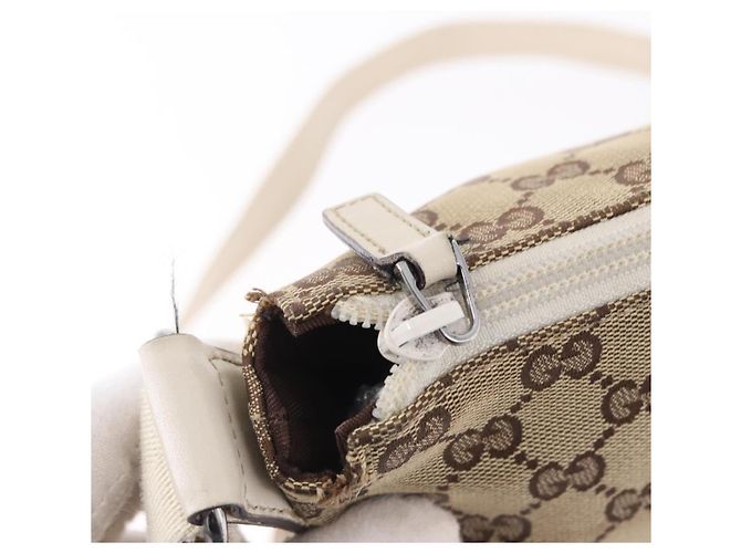 Bolso de hombro GUCCI GG Canvas Beige Silver 145857 Auth 195721 Plata - vista 10