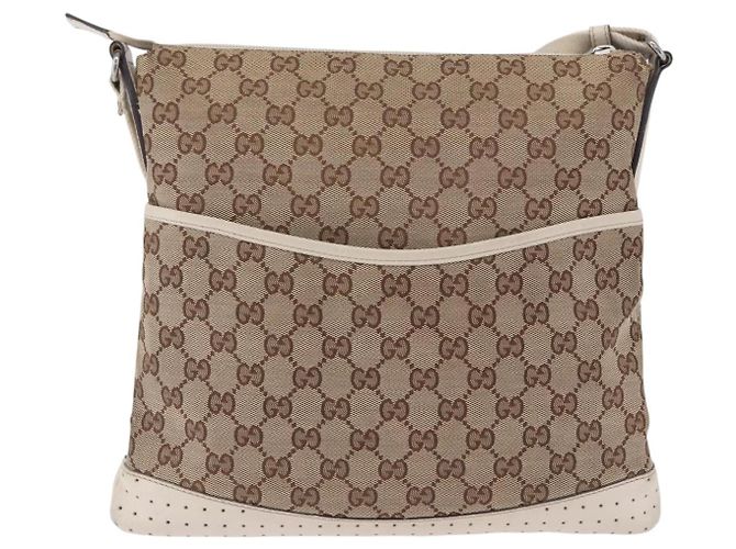 Bolso de hombro GUCCI GG Canvas Beige Silver 145857 Auth 195721 Plata - vista 13