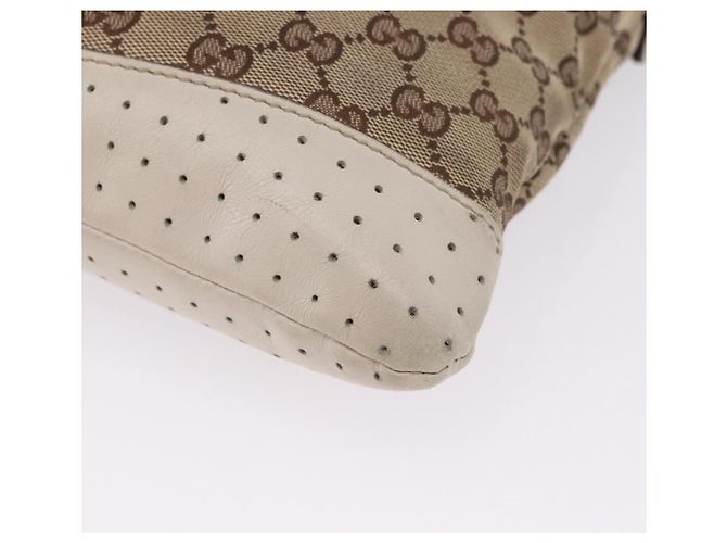 Bolso de hombro GUCCI GG Canvas Beige Silver 145857 Auth 195721 Plata - vista 16