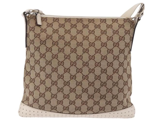 Bolso de hombro GUCCI GG Canvas Beige Silver 145857 Auth 195721 Plata - vista 2