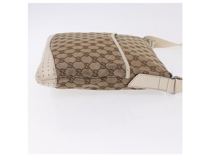 Bolso de hombro GUCCI GG Canvas Beige Silver 145857 Auth 195721 Plata - vista 3