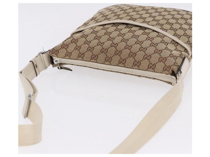 Bolso de hombro GUCCI GG Canvas Beige Silver 145857 Auth 195721 Plata - vista 6