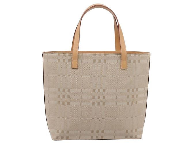 Borsa a mano BURBERRY Canvas Beige Gold Tone Auth BA14997A - vista 13