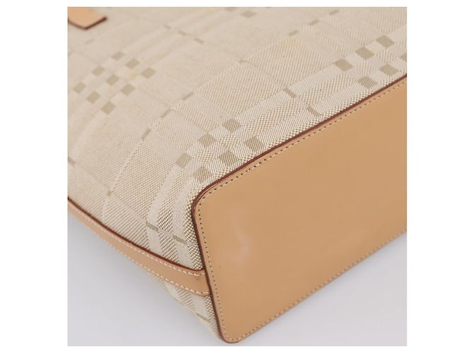 Borsa a mano BURBERRY Canvas Beige Gold Tone Auth BA14997A - vista 14