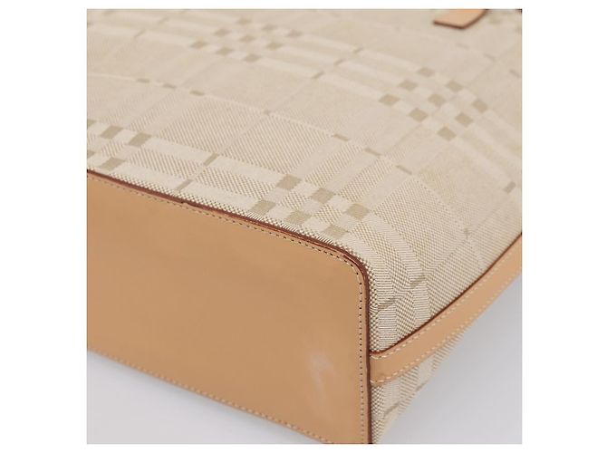 Borsa a mano BURBERRY Canvas Beige Gold Tone Auth BA14997A - vista 15
