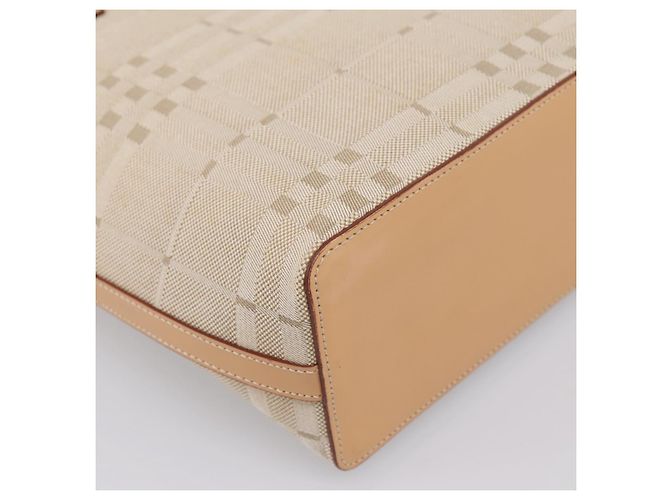 Borsa a mano BURBERRY Canvas Beige Gold Tone Auth BA14997A - vista 16