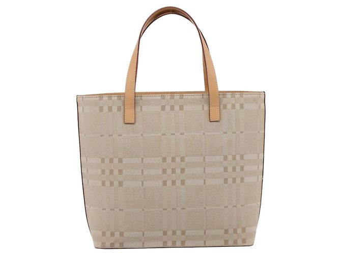 Borsa a mano BURBERRY Canvas Beige Gold Tone Auth BA14997A - vista 2