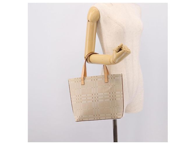 Borsa a mano BURBERRY Canvas Beige Gold Tone Auth BA14997A - vista 21