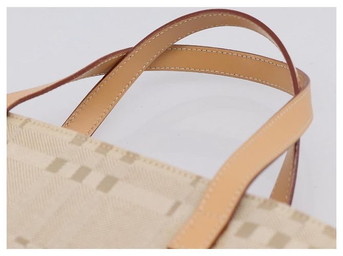 Borsa a mano BURBERRY Canvas Beige Gold Tone Auth BA14997A - vista 8