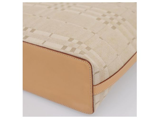 Borsa a mano BURBERRY Canvas Beige Gold Tone Auth BA14997A - vista 9