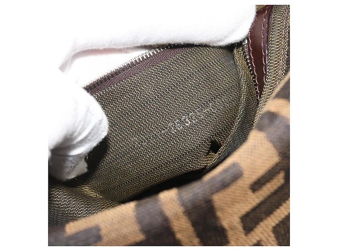 Borsa a Tracolla FENDI Zucca Canvas Mamma Baguette Marrone Argento Auth 195445V - vista 12