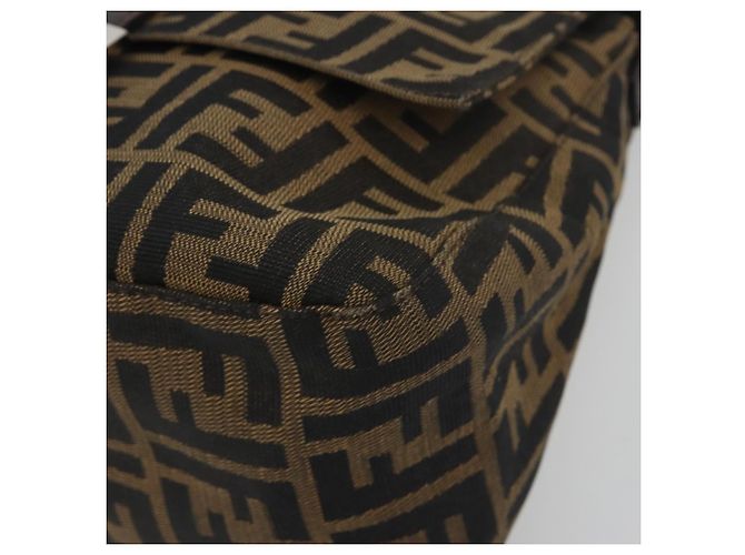 Borsa a Tracolla FENDI Zucca Canvas Mamma Baguette Marrone Argento Auth 195445V - vista 14