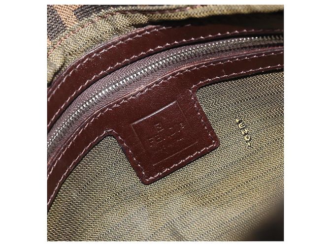 Borsa a Tracolla FENDI Zucca Canvas Mamma Baguette Marrone Argento Auth 195445V - vista 20