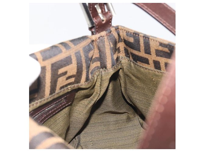 Borsa a Tracolla FENDI Zucca Canvas Mamma Baguette Marrone Argento Auth 195445V - vista 21