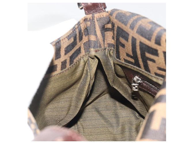 Borsa a Tracolla FENDI Zucca Canvas Mamma Baguette Marrone Argento Auth 195445V - vista 22