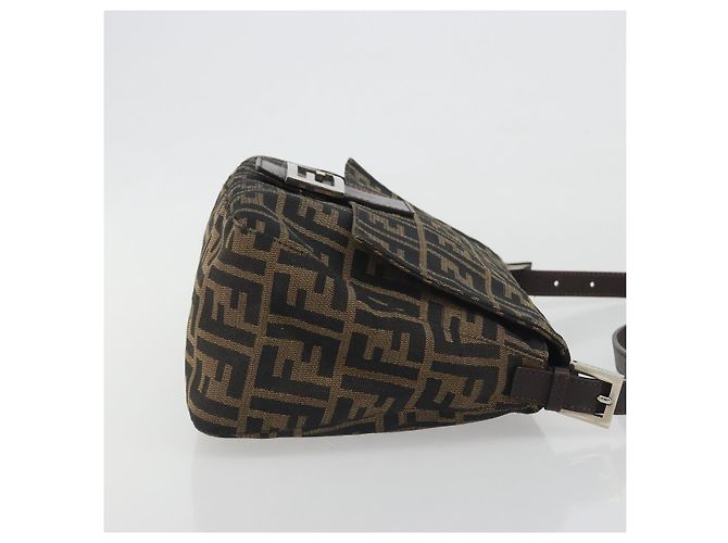 Borsa a Tracolla FENDI Zucca Canvas Mamma Baguette Marrone Argento Auth 195445V - vista 3