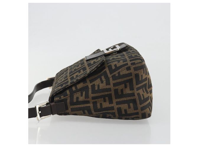 Borsa a Tracolla FENDI Zucca Canvas Mamma Baguette Marrone Argento Auth 195445V - vista 4