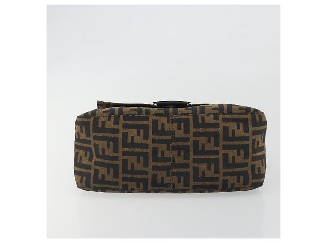 Borsa a Tracolla FENDI Zucca Canvas Mamma Baguette Marrone Argento Auth 195445V - vista 5