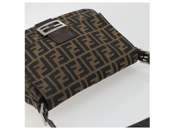 Borsa a Tracolla FENDI Zucca Canvas Mamma Baguette Marrone Argento Auth 195445V - vista 6