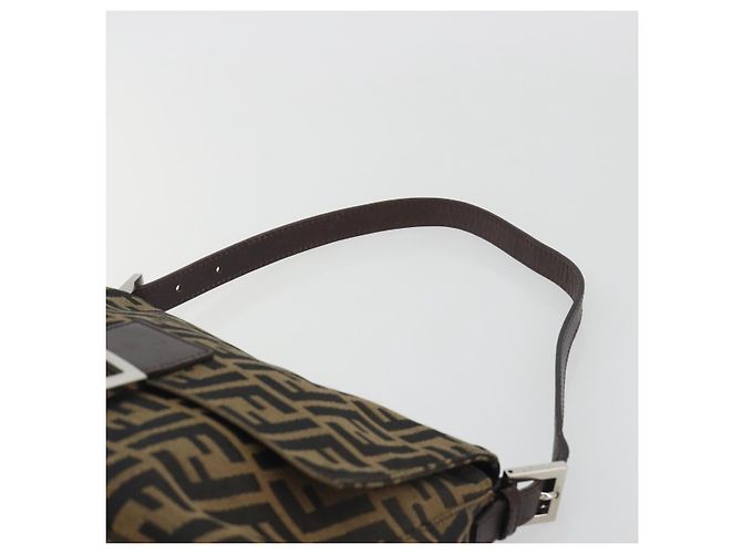 Borsa a Tracolla FENDI Zucca Canvas Mamma Baguette Marrone Argento Auth 195445V - vista 8