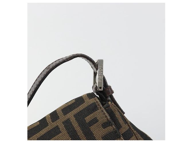 Borsa a Tracolla FENDI Zucca Canvas Mamma Baguette Marrone Argento Auth 195445V - vista 9