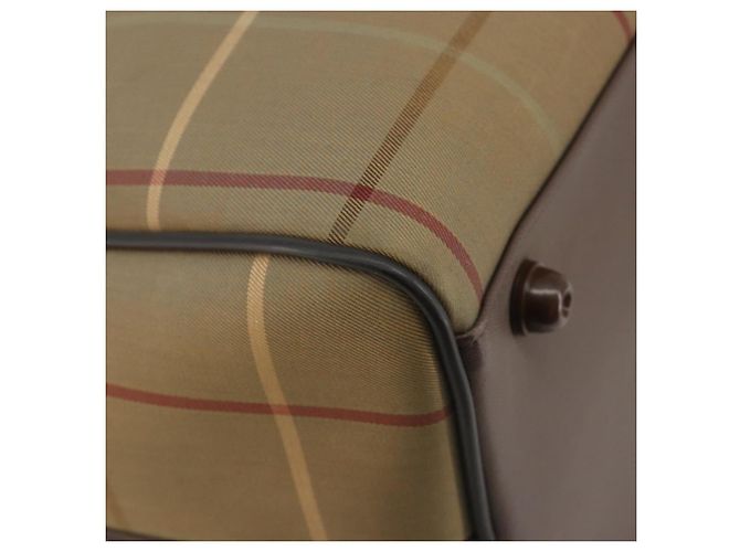 Borsa Boston Burberrys Nova Check Canvas Beige Tono Oro Auth 192716 - vista 14