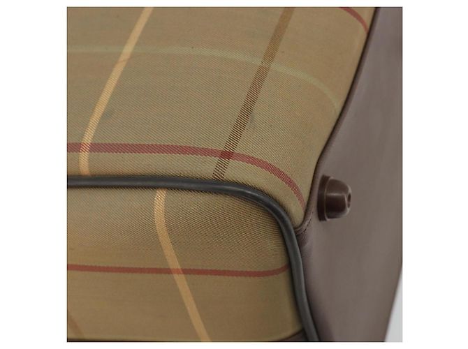 Borsa Boston Burberrys Nova Check Canvas Beige Tono Oro Auth 192716 - vista 16