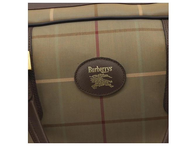 Borsa Boston Burberrys Nova Check Canvas Beige Tono Oro Auth 192716 - vista 17