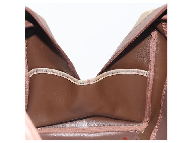 Borsa Boston Burberrys Nova Check Canvas Beige Tono Oro Auth 192716 - vista 19