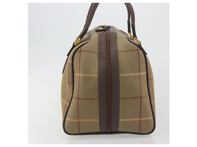 Borsa Boston Burberrys Nova Check Canvas Beige Tono Oro Auth 192716 - vista 3