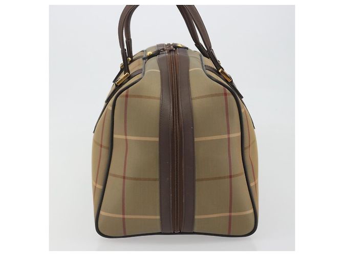 Borsa Boston Burberrys Nova Check Canvas Beige Tono Oro Auth 192716 - vista 4