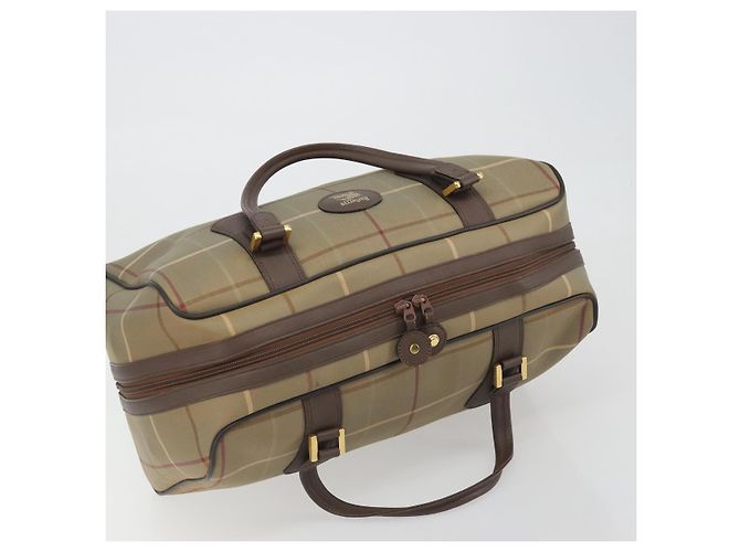 Borsa Boston Burberrys Nova Check Canvas Beige Tono Oro Auth 192716 - vista 6