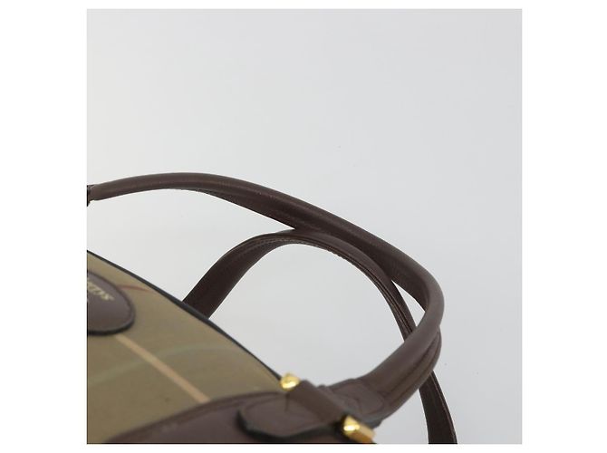 Borsa Boston Burberrys Nova Check Canvas Beige Tono Oro Auth 192716 - vista 8